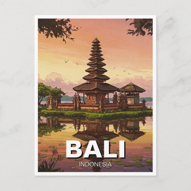 Ulun Danu Bali Indonesia Travel Vykort (Framsida)