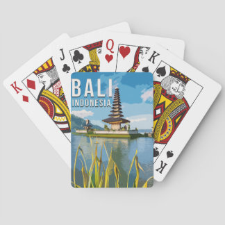 Ulun Danu Beratan Temple Indonesia Watercolor Casinokort