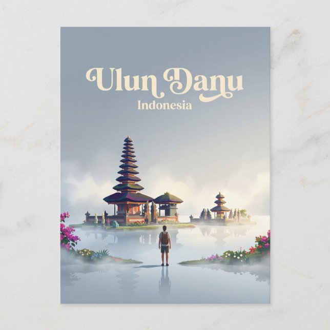 Ulun Danu Beratan-templet Indonesien Vykort (Framsida)