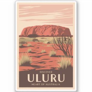 Uluru Australia Travel Art Vintage Klistermärken