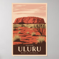 Uluru Australia Travel Art Vintage