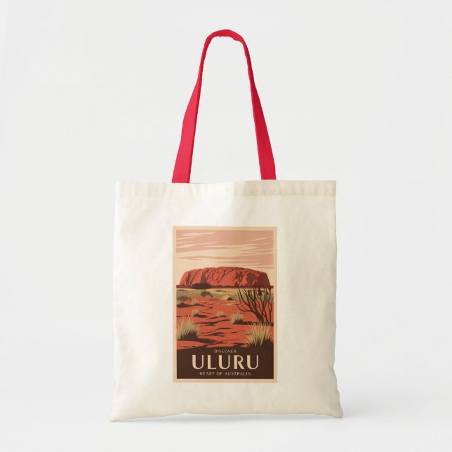 Uluru Australia Travel Art Vintage Tygkasse (Framsidan)