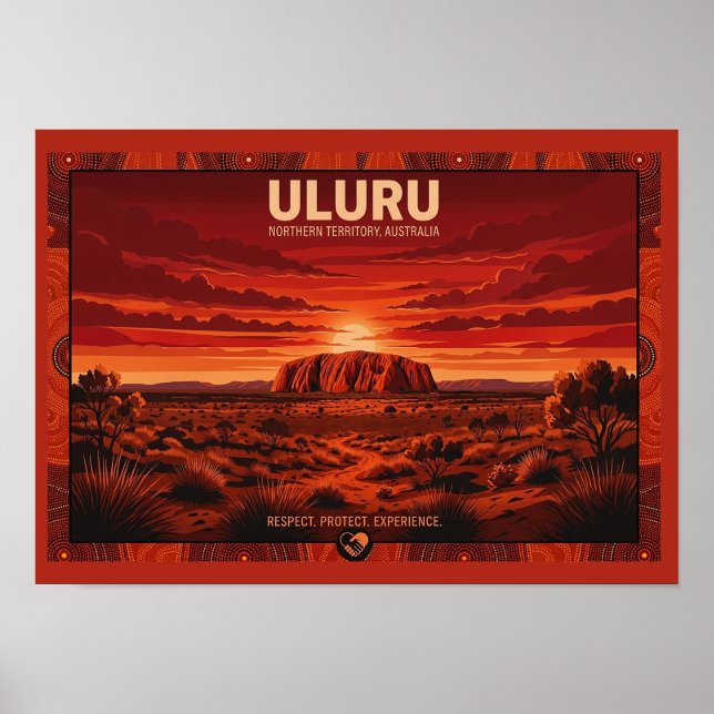 Uluru Australien Resemärke - Northern Territory Poster (Framsidan)