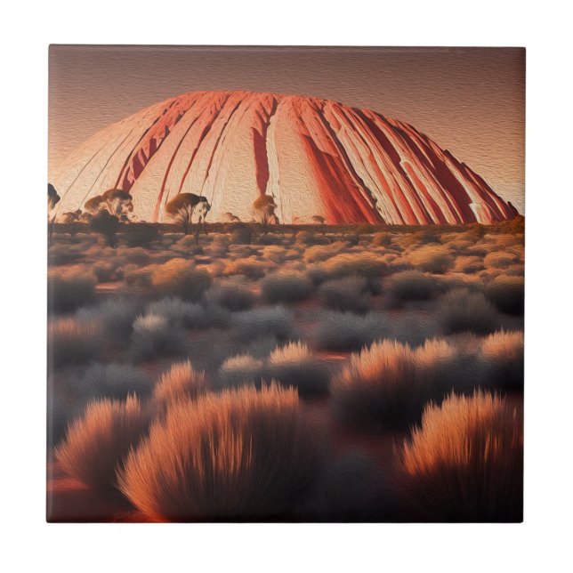 Uluru "Ayers Sten" Australia Oil Paint, Kakelplatta (Framsidan)