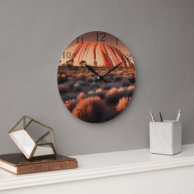 Uluru "Ayers Sten" Australia Oil Paint, Stor Klocka (Kontor)