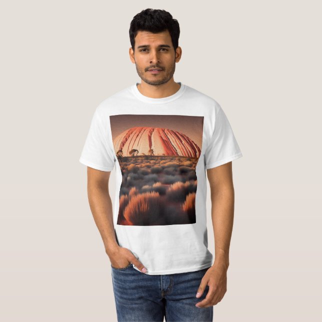 Uluru "Ayers Sten" Australia Oil Paint, T Shirt (Hel framsida)