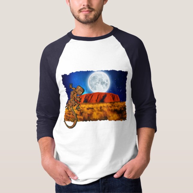 Uluru Ayers Sten & Australian Gecko Art Shirt Tee Shirt (Framsida)