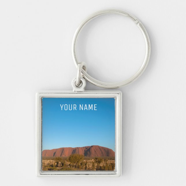 Uluru Ayers Sten Outback Australia Red Center Fyrkantig Silverfärgad Nyckelring (Framsidan)