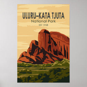 Uluru-Kata Tjuta nationalpark Australien Vintage Poster