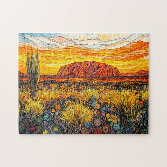 Uluru Outback-landskap i Quilling-stil Pussel (Horisontell)