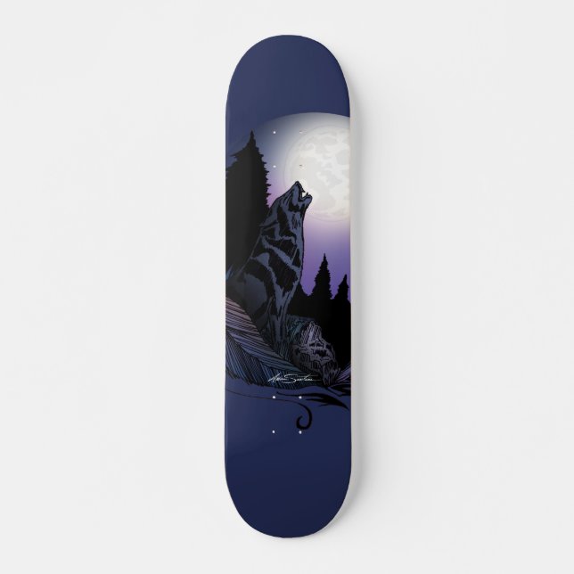Ulvhjälm mångljus bergskonst mini skateboard bräda 18,5 cm (Framsida)