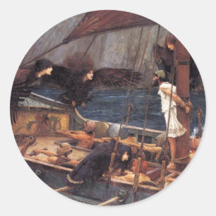 Ulysses och sirarna runt klistermärke