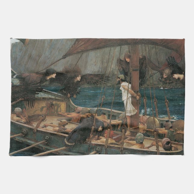 Ulysses och sirenerna av John William Waterhouse Kökshandduk (Horisontell)