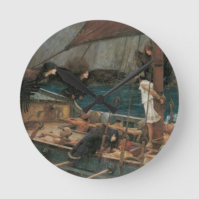 Ulysses och sirenerna av John William Waterhouse Rund Klocka (Framsida)