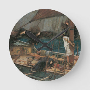 Ulysses och sirenerna av John William Waterhouse Rund Klocka