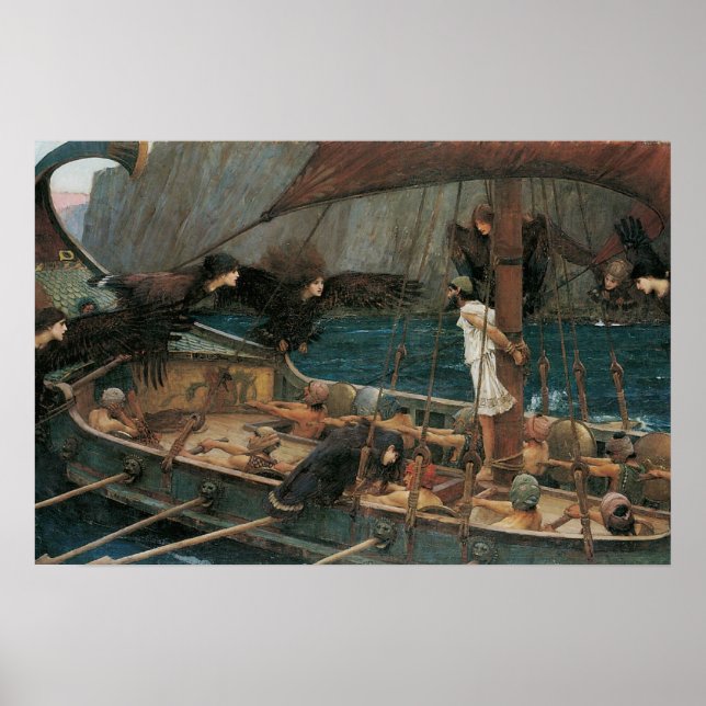 Ulysses och Sirens av John William Waterhouse Poster (Framsidan)