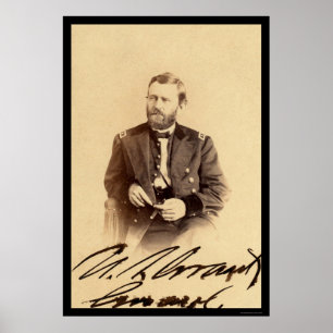 Ulysses S. Bevilja Underteckna kort 1862 Poster