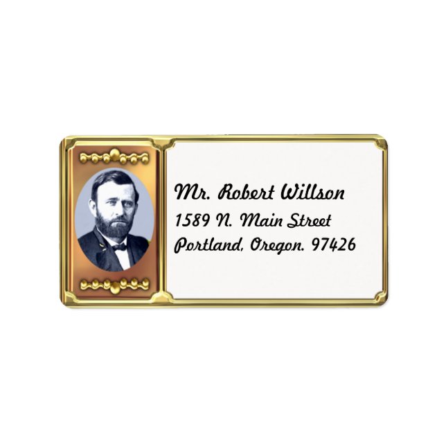 Ulysses S. Grant Address Label Adressetikett (Framsidan)
