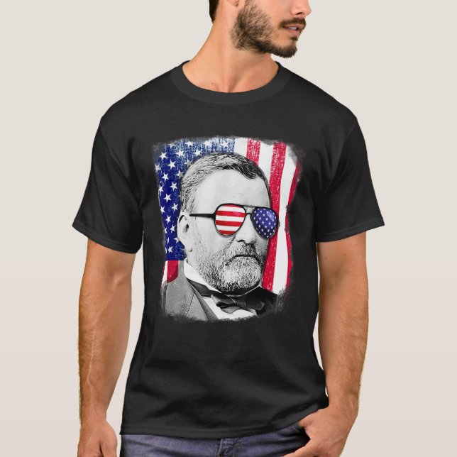 Ulysses S Grant US flagga 4 juli T Shirt (Framsida)