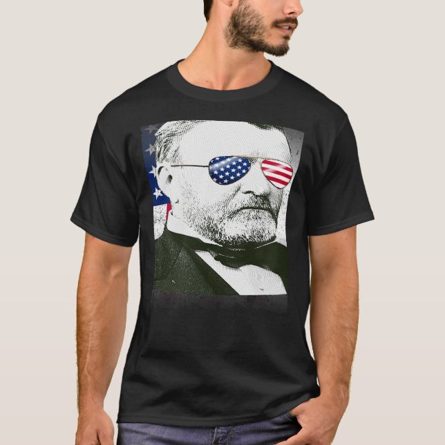 Ulysses S Grant USA Flag Patriotic American Flag 4 T Shirt (Framsida)