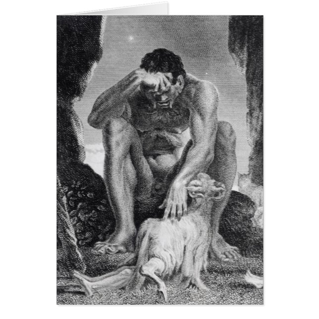 Ulysses som flyr från Polyphemus cyclopsna Hälsningskort (Framsidan)