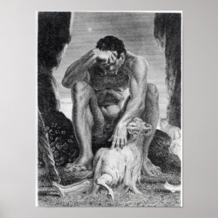Ulysses som flyr från Polyphemus cyclopsna Poster