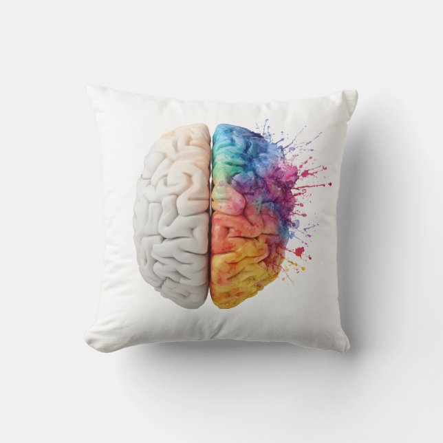 Um cérebro dividido entre os lados, almofada kudde (Framsida)