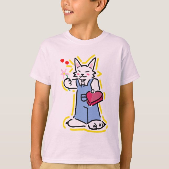 Um gatinho muito fofo te oferecendo uma flor! t shirt (Framsida)