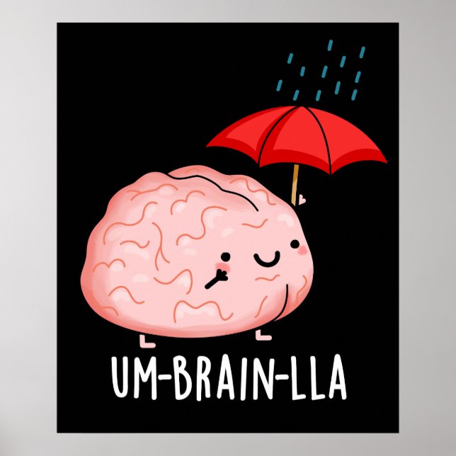 Um-hjärnan-lla Funny Brain Puns Mörk BG Poster (Framsidan)