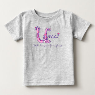 Uma initial doodle art namn betyder rosa lila t shirt