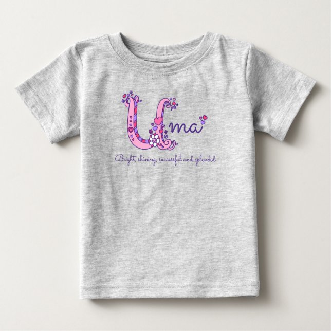 Uma initial doodle art namn betyder rosa lila t shirt (Framsida)