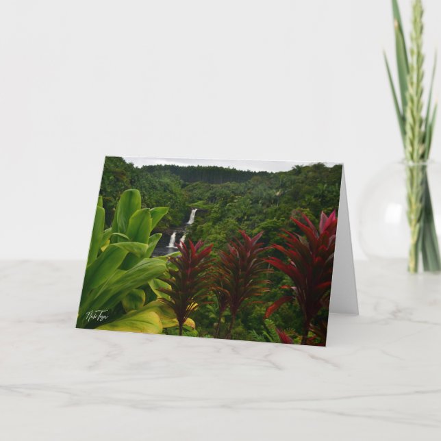 Umauma Falls, Hawaii-sedelkort Tack Kort (Framsida)