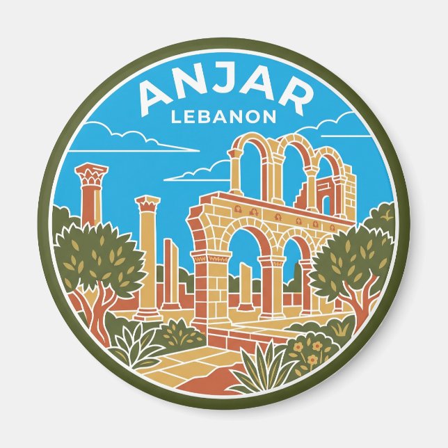 Umayyad-ruinerna i Anjar Libanon Magnet (Framsidan)