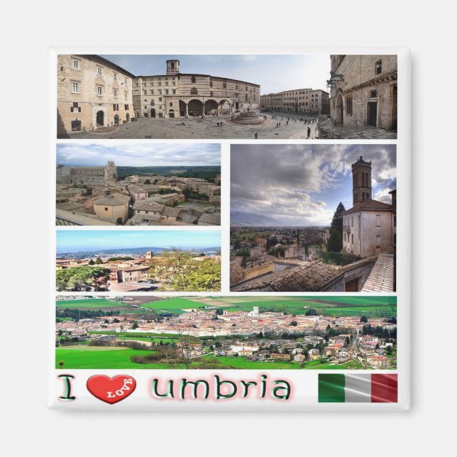 UMB004 UMBRIA I Kärlek, Mosaic, Italien, Fridge Magnet (Framsidan)