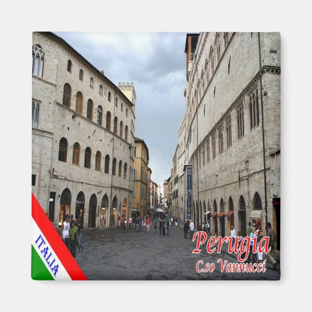 UMB016 PERUGIA, Corso Vannucci, Umbrien, Fridge Magnet (Framsidan)