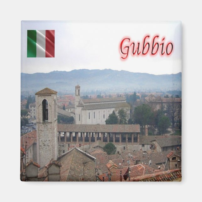 UMB023 GUBBIO, Panorama, Umbrien, Italien, Fridge Magnet (Framsidan)