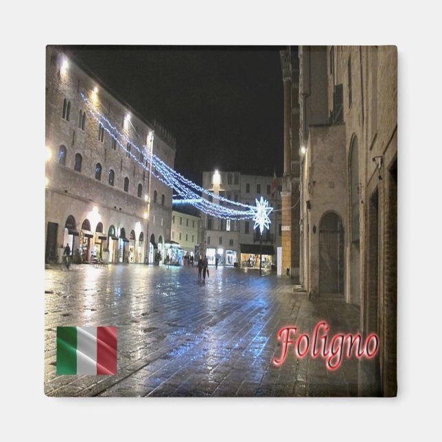 UMB027 FOLIGNO, Republic Square, Umbrien, Fridge Magnet (Framsidan)
