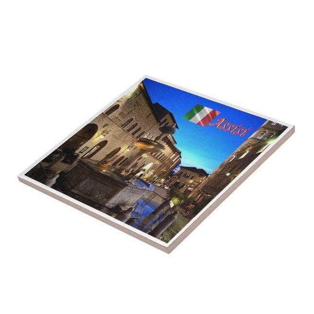 UMB034 ASSISI, Town Hall Square, Umbria Kakelplatta (Sidan)