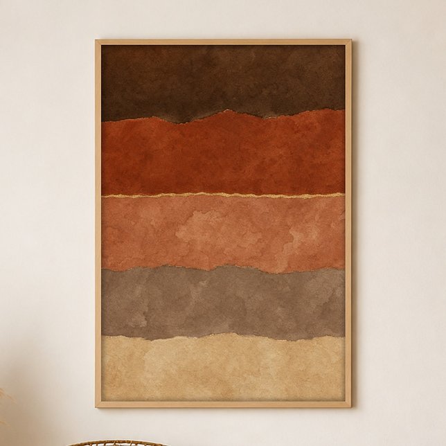 Umber Strata Gouache Boho Konstaffisch Poster (Shown framed for scale. Poster ships unframed; frames are an optional add-on.)