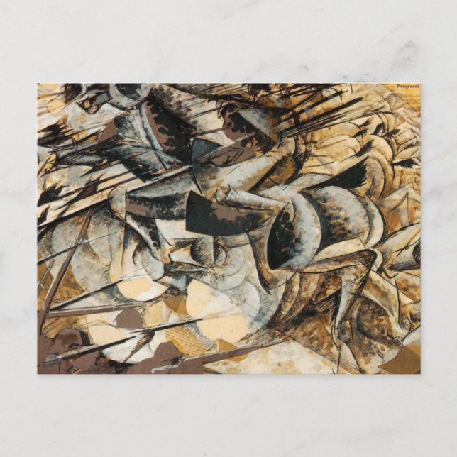 Umberto Boccioni - Lancers anklagelse Vykort (Framsida)