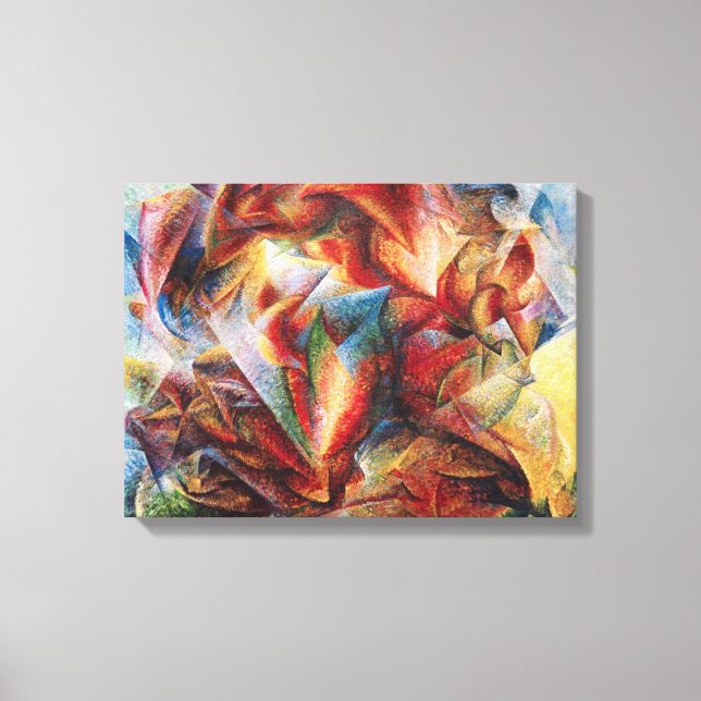 Umberto Boccionis dynamik i en fotbollsspelare Canvastryck (Framsida)