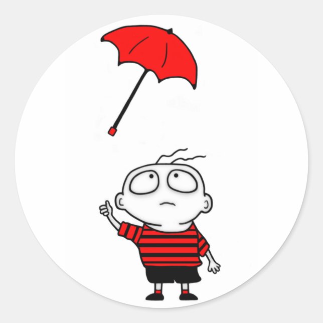 Umbrella Boy Runt Klistermärke (Framsida)
