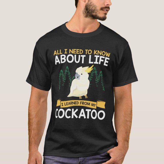 Umbrella Cockatoo Bird Parrot Squawking Cockatiels T Shirt (Framsida)