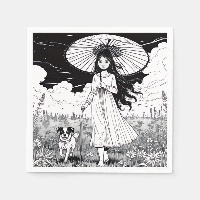 Umbrella Girl Pappersservett (Framsidan)