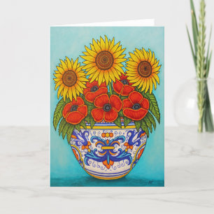 Umbria Bouquet-diskett Solroshälsningskort Kort