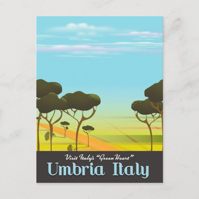Umbrien Italien reseskylt Vykort (Framsida)