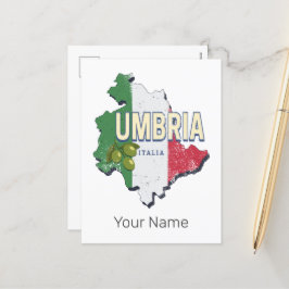 Umbrien Italien Retro Region Karta Vintage Souveni Helg Vykort