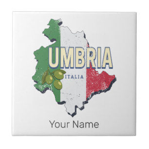 Umbrien Italien Retro Region Karta Vintage Souveni Kakelplatta