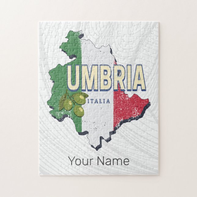 Umbrien Italien Retro Region Karta Vintage Souveni Pussel (Vertikal)