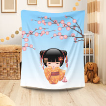 Ume Kokeshi Docka - Japansk Geisha Flicka Blå